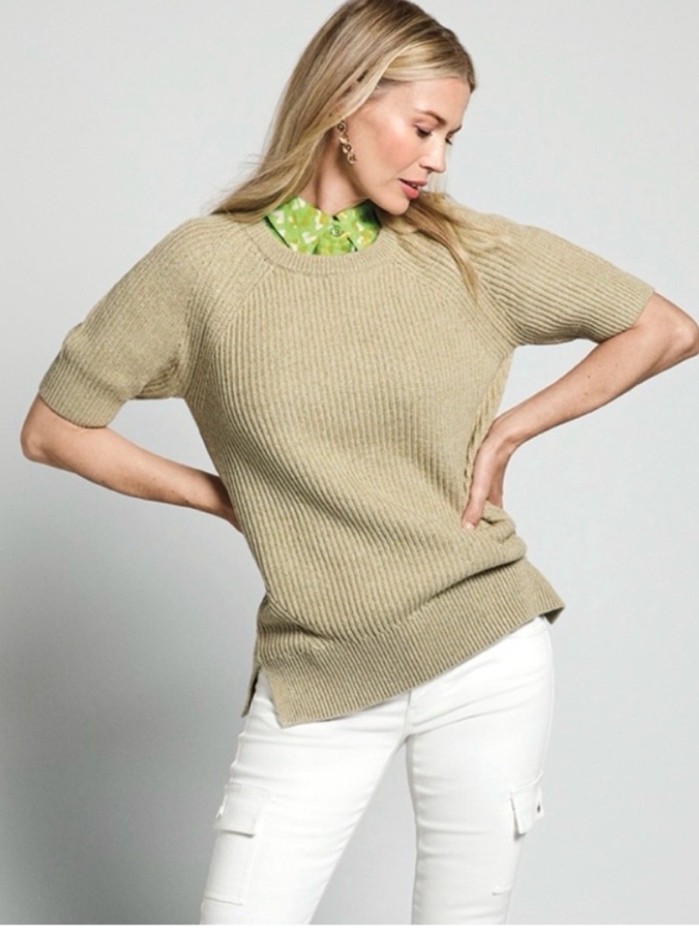 Cabi Prime Pullover Tan Sweater